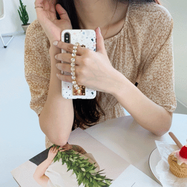 알록 심플 보석 체인 스트랩 손잡이 큐빅 폴드 아이폰 갤럭시 특이한 핸드폰케이스